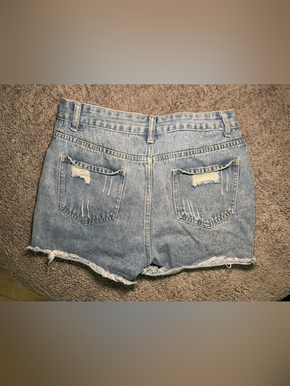 Light Blue Ripped Denim Shorts - Picture 2 of 3